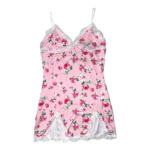SHEIN Pink Floral Lace Chemise